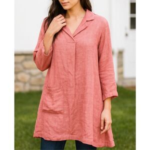 Flax NWOT pink dress with pocket boho linen size medium